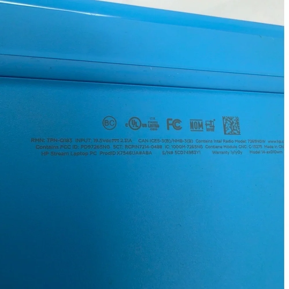 HP Stream Laptop 14-ax010wm Blue 14in Intel X7S46UA#ABA with Charger